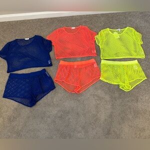 Neon Mesh Crop Top Outfits Size L/XL